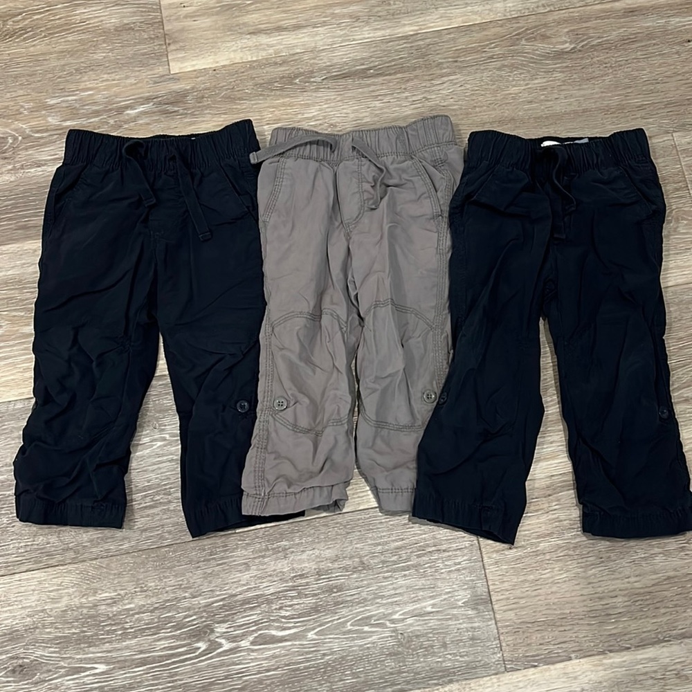 Lot bundle 3 pairs Old Navy 18-24m drawstring lined pull on pants adj length EUC